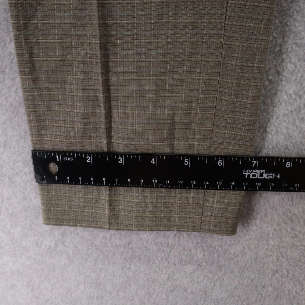 Kenneth Cole Reaction Pants Mens 30x32 Dress Suit Formal Flat Front Taupe Plaid‎